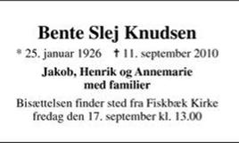 Ddsannonce - Bente Slej Knudsen - Viborg