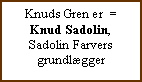 Tekstboks: Knuds Gren er  = Knud Sadolin, Sadolin Farvers grundlgger